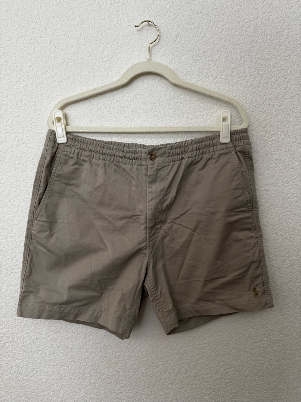Men’s Polo by Ralph Lauren Taupe Elastic-Waist Flat Front Shorts/Size Large